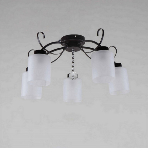 Люстра 5 плафонов 54*54*28 см Е27 60Вт 20м2 плафон стекло черный Baizheng