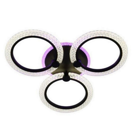 Люстра светодиодная 3 плафона 45*23*26 см 66 Вт 2470 LM 10м2 3 цв прилож пульт черный Baizheng