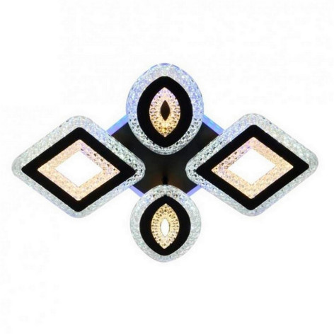 Люстра светодиодная 4 плафона 55*47*8 см 116Вт 3750LM 20м2 3 цвета прилож пульт черный Baizheng