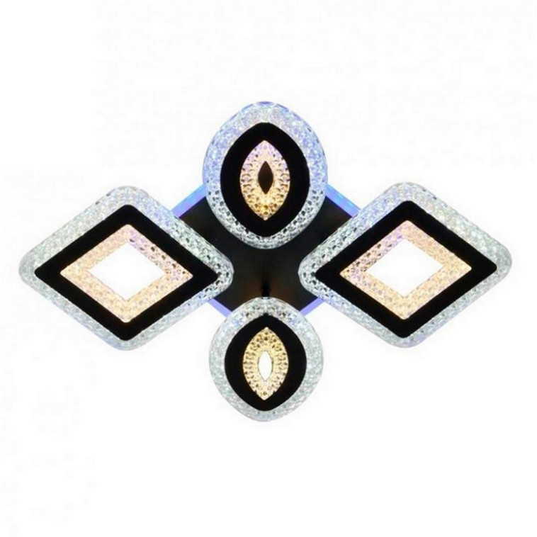 Люстра светодиодная 4 плафона 55*47*8 см 116Вт 3750LM 20м2 3 цвета прилож пульт черный Baizheng