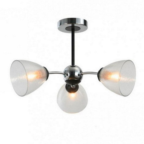 Люстра 3 плафона 52*36 см Е27 60Вт 12м2 плафон стекло хром черный Baizheng