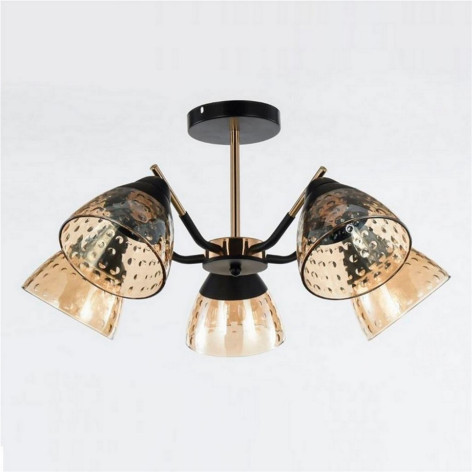 Люстра 5 плафонов 57*28 см Е27 60Вт 20м2 плафон стекло черный бронза Baizheng