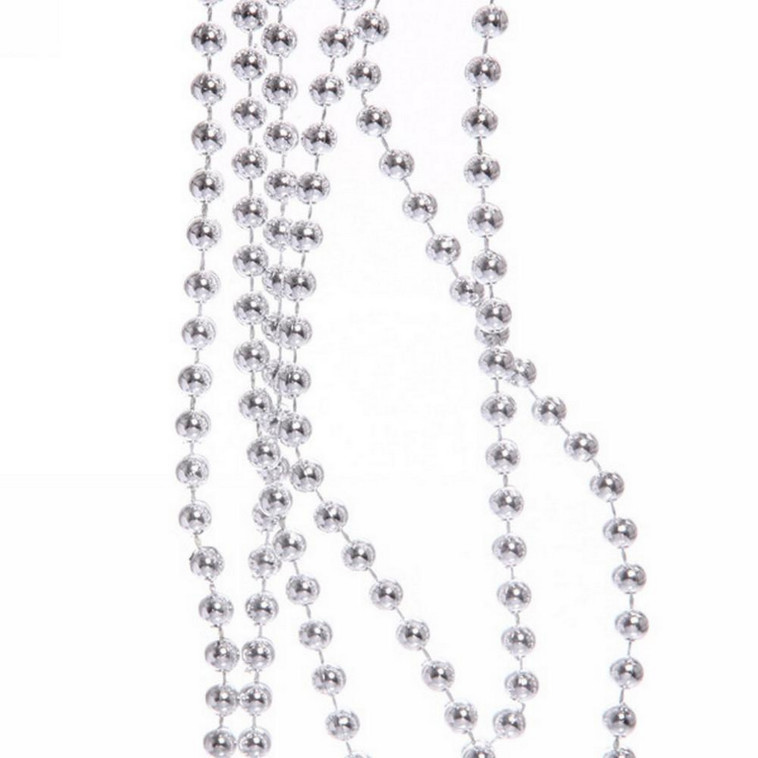 Фото Бусы пластиковые на елку 1,5 м d-6 мм серебро Шарик Серпантин