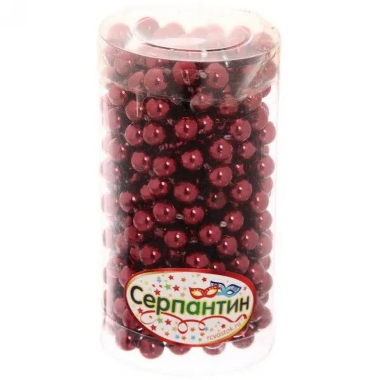Фото Бусы пластиковые на елку 2,7 м d-6 мм темный рубин Шарик Серпантин