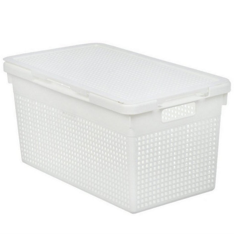 Корзина пластиковая для белья 21 л 450х260х245 мму зкая с крышкой белый Лофт Violet