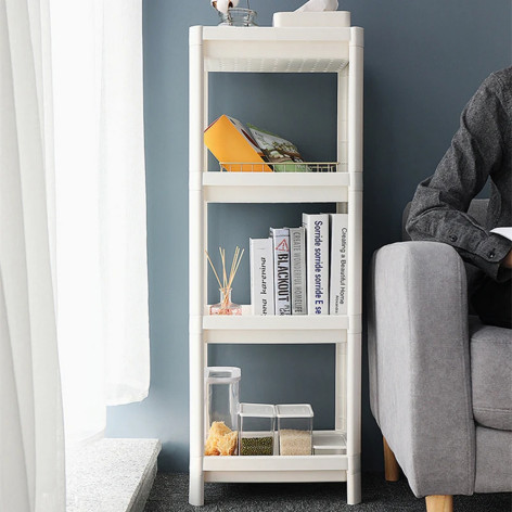 Стеллаж пластиковый 4-х ярусный 36х23х100 см микс Baizheng