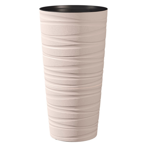 Кашпо пластиковое  15 л пудровый черная вставка Модерн Максимум Bmc