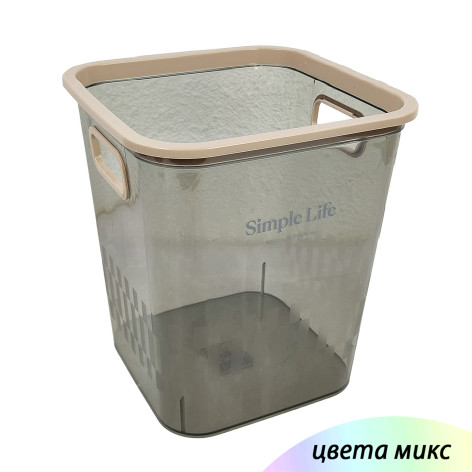 Корзина пластиковая для мусора 8 л 23х23х25,5 см квадратная микс HL-2281 Baizheng