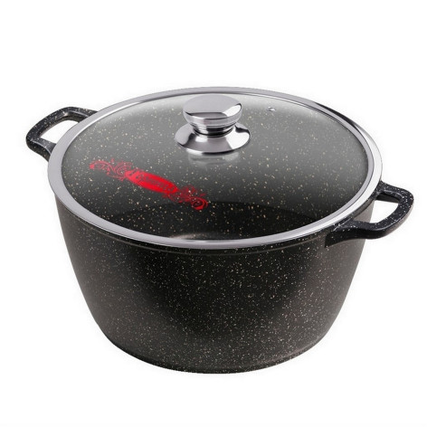 Кастрюля алюминиевая  8 л стекл крышка под упак Гранит Горница