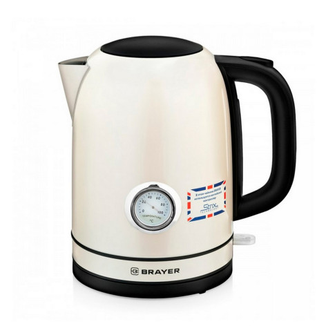 Чайник металлический электрический 1,7 л 2,2 кВт окрашен с термометром Brayer