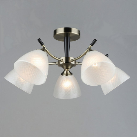 Люстра 5 плафонов 58*27,5 см Е27 60Вт 20м2 плафон стекло бронза Baizheng