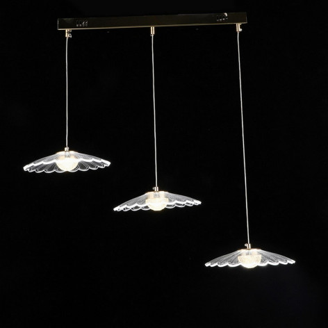 Люстра светодиодная кухонная 3 плафона 68*22*70см 60Вт 7500LM 20м2 3 цвета хром Baizheng