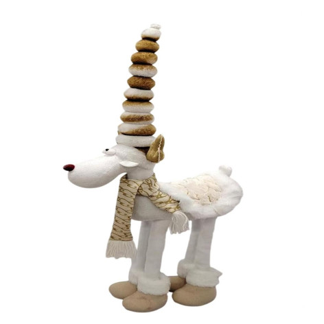 Фигурка новогодняя 80 см четвероногий бело коричневый Олень NP-5082 Baizheng