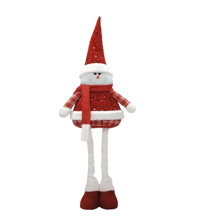 Фигурка новогодняя 90 см телескопические ножки красный Снеговик NP-5079 Baizheng