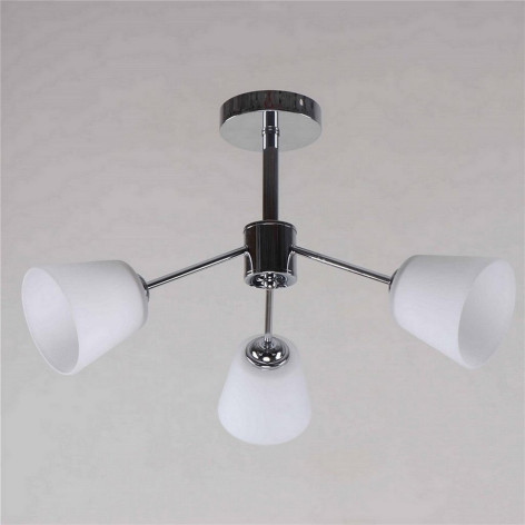 Люстра 3 плафона 57*57*36 см Е27 60Вт 12м2 плафон стекло хром Baizheng