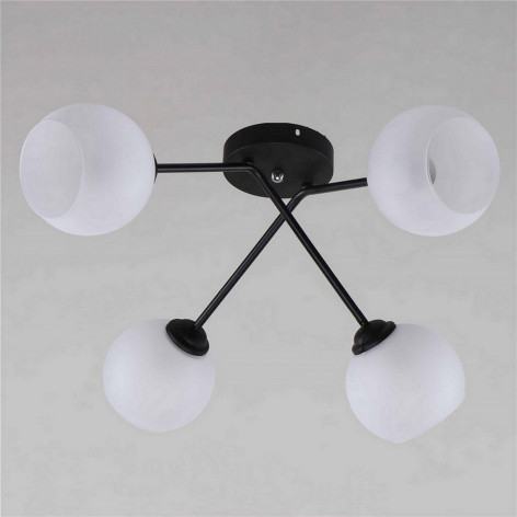 Люстра 4 плафона 56*56*27 см Е27 60Вт 16м2 плафон стекло черный Baizheng