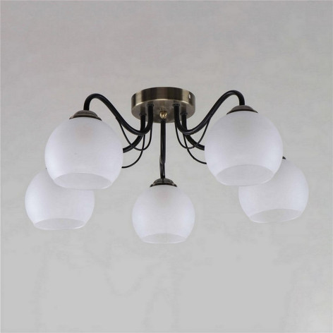 Люстра 5 плафонов 55*55*22 см Е27 60Вт 20м2 плафон стекло черный бронза Baizheng