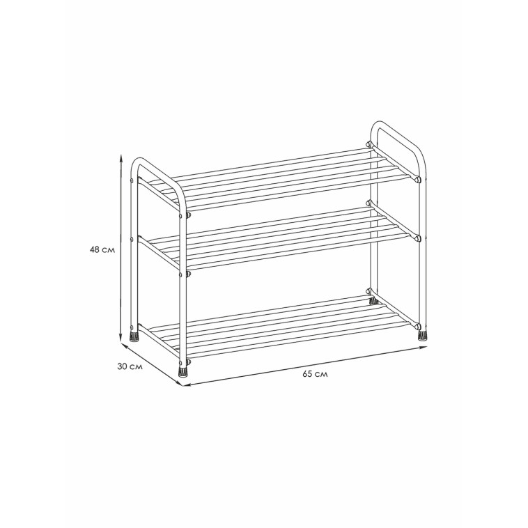 Изображение Подставка металлическая для обуви 3-х ярусная 66х30х48 см черный Альфа 23 ЗМИ
