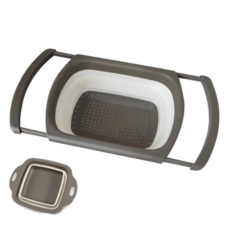 Дуршлаг силиконовый 39х26х4,5 см складной с ручками серый Baizheng