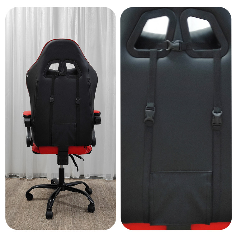Картинка Кресло компьютерное игровое 124*64*50 см до 150 кг с подставкой черно-красный Baizheng