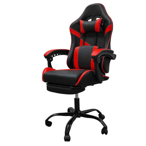 Кресло компьютерное игровое 124*64*50 см до 150 кг с подставкой черно-красный Baizheng