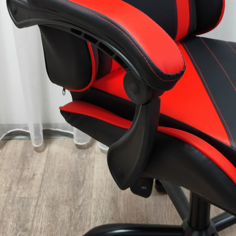 Рисунок Кресло компьютерное игровое 124*64*50 см до 150 кг с подставкой черно-красный Baizheng