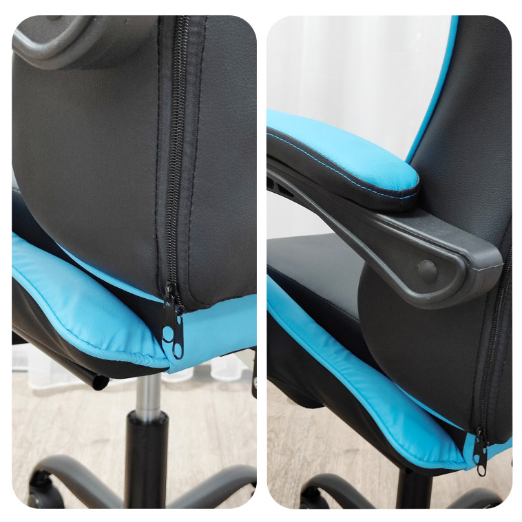 Рисунок Кресло компьютерное игровое 124*64*50 см до 150 кг с подставкой черно-синий Baizheng