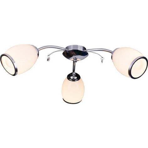 Люстра 3 плафона 56*17 см E27 60Вт 12м2 плафон стекло хром  Baizheng