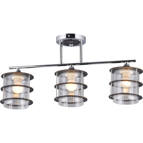 Люстра 3 плафона 57*13*27 см E27 60Вт 12м2 плафон стекло хром  Baizheng