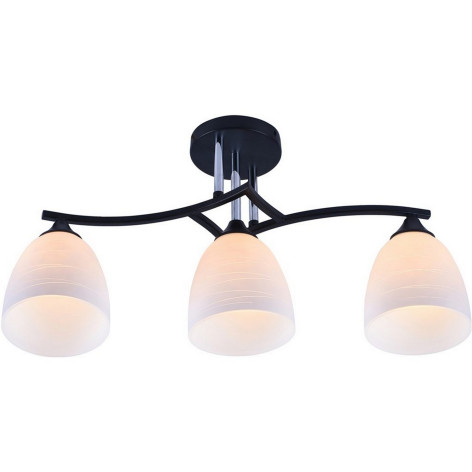 Люстра 3 плафона 57*13*28 см E27 60Вт 12м2 плафон стекло черный хром Baizheng