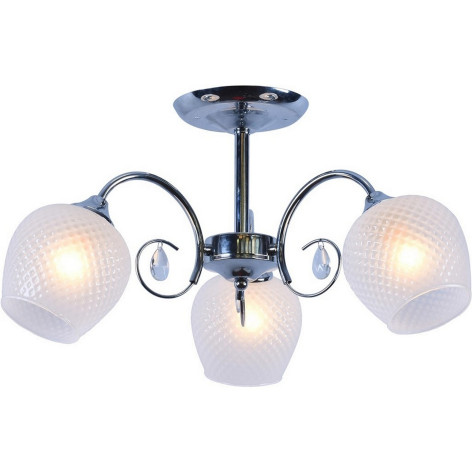 Люстра 3 плафона 57*26 см E27 60Вт 12м2 плафон стекло хром Baizheng