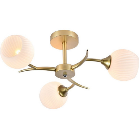 Люстра 3 плафона 58*20,5 см E27 60Вт 12м2 плафон стекло золото Baizheng