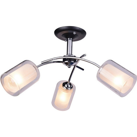 Люстра 3 плафона 58*30 см E27 60Вт 12м2 плафон стекло черный хром Baizheng