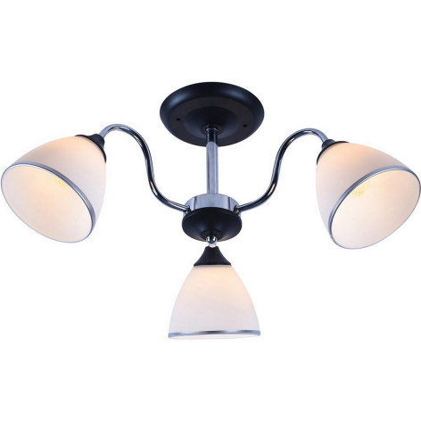 Люстра 3 плафона 59*26 см E27 60Вт 12м2 плафон стекло черный хром Baizheng