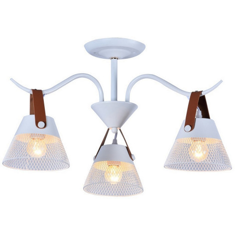 Люстра 3 плафона 60*32 см E27 60Вт 12м2 плафон металл белый  Baizheng