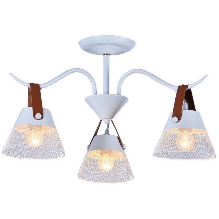 Люстра 3 плафона 60*32 см E27 60Вт 12м2 плафон металл белый  Baizheng