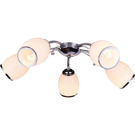 Люстра 5 плафонов 56*17 см E27 60Вт 20м2 плафон стекло хром  Baizheng