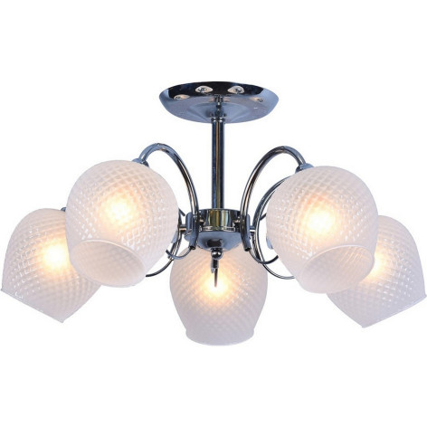 Люстра 5 плафонов 57*26 см E27 60Вт 20м2 плафон стекло хром Baizheng