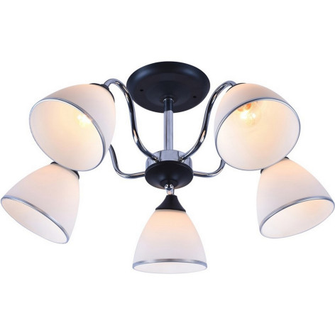 Люстра 5 плафонов 59*26 см E27 60Вт 20м2 плафон стекло черный хром Baizheng