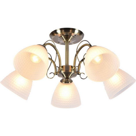 Люстра 5 плафонов 60*27 см E27 60Вт 20м2 плафон стекло черная бронза Baizheng