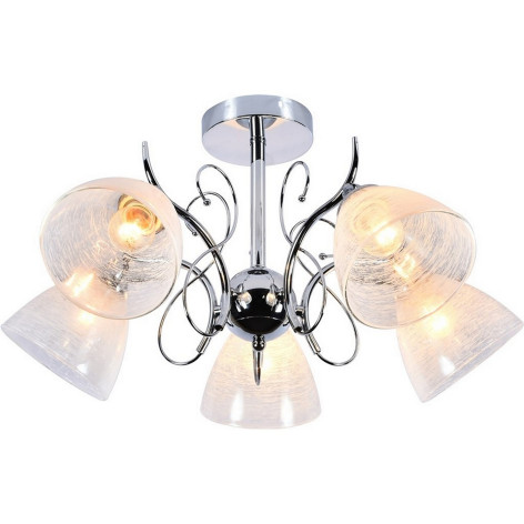 Люстра 5 плафонов 63*28 см E27 60Вт 20м2 плафон стекло хром Baizheng