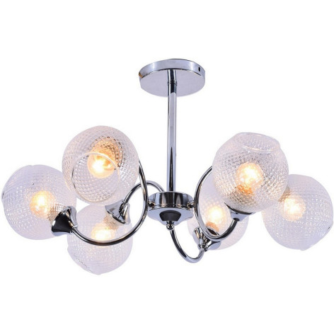 Люстра 6 плафонов 65*30 см E27 60Вт 24м2 плафон стекло хром Baizheng