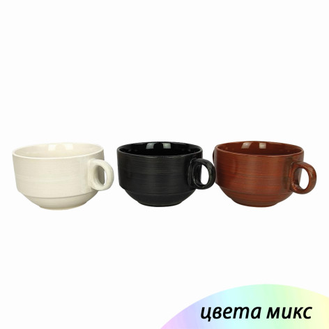 Бульонница керамическая  11 см 420 мл с двумя ручками микс Коралл