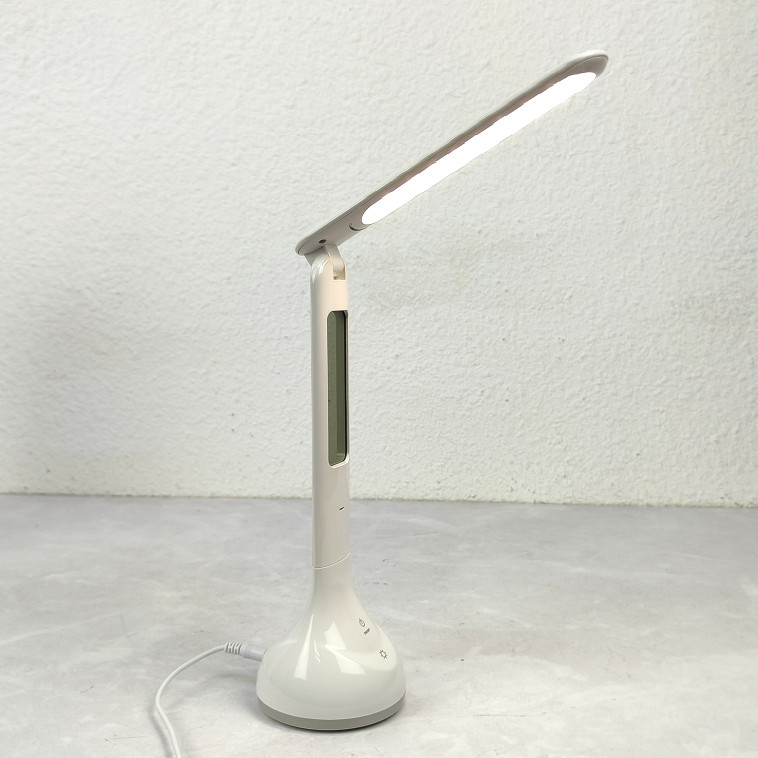 Фотография Лампа светодиодная настольная 15*15*36,9 см 5Вт 200LM USB c дисплеем белый Baizheng