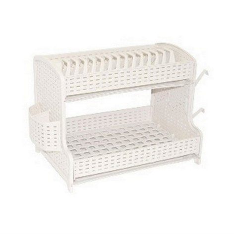 Сушилка пластиковая для посуды 2-х ярусная 290х510х320 мм слоновая кость Ротанг Violet