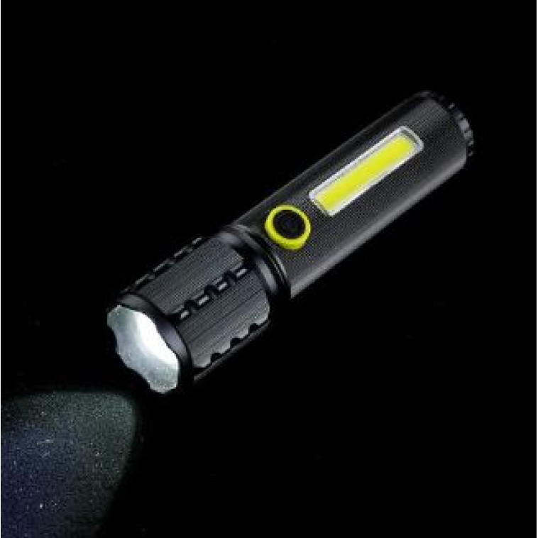 Картинка Фонарь ручной 14*2,7 см 800 мАч USB аккумулят телескоп фокусировка 4 режима BN535 Baizheng