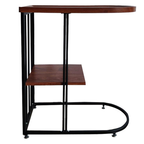 Стол МДФ журнальный 60*32*70 см 2-х ярусный рама металл черный орех Baizheng