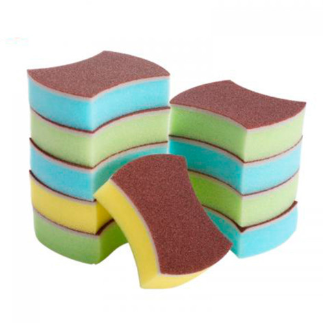 Губка поролоновая с фиброй для посуды 10 шт 10х8х3 см в ассортименте Baizheng