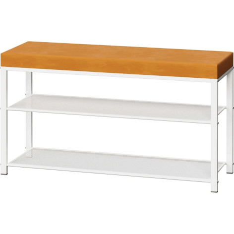 Банкетка металлическая 88,5**30*49 см белый сиденье горчичный Торонто 33С ЗМИ