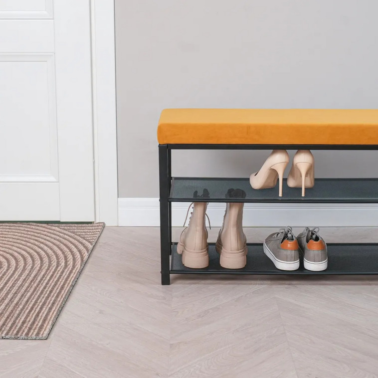 Картинка Банкетка металлическая 88,5**30*49 см черный сиденье горчичный Торонто 33С ЗМИ